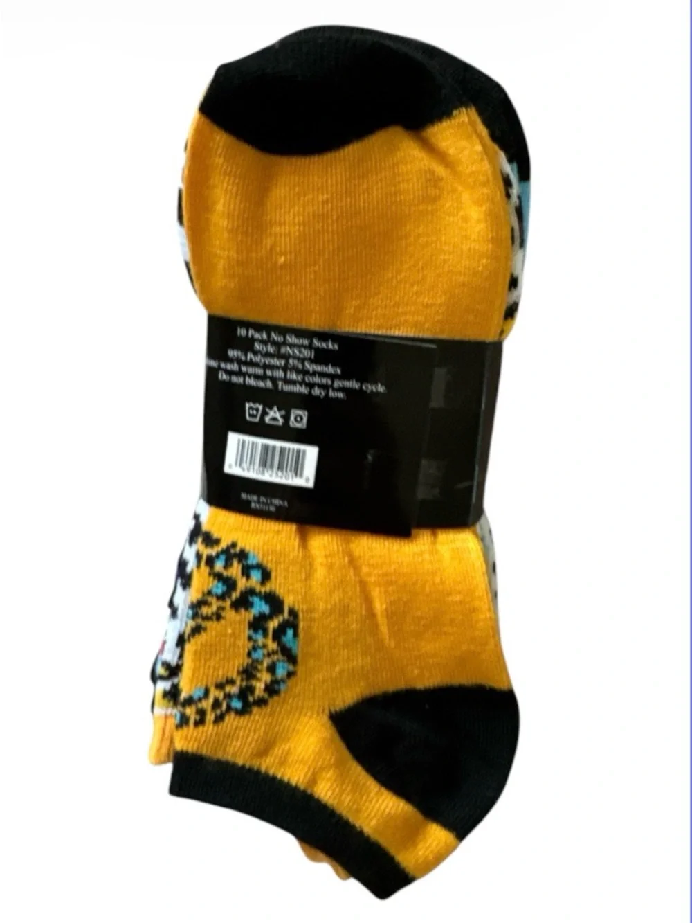 Tipitoe Womens Neon Animal Print No Show Socks 10 Pack Leopard Shoe Size 6-10